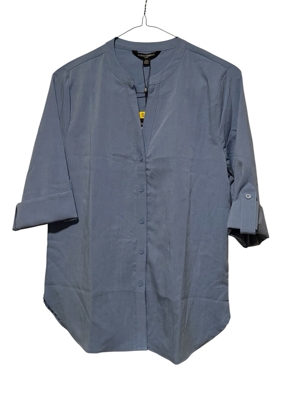 Ladies Slate Blue Collarless Button Shirt Made in Italy 🇮🇹 NWT